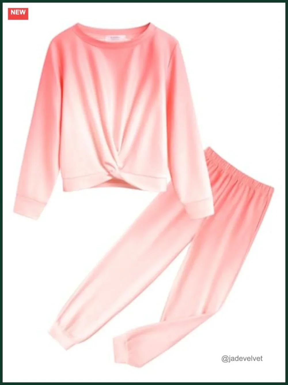 Girls 2 Piece Twist Front Tracksuit Long Sleeve Sweatshirt Jogger Set